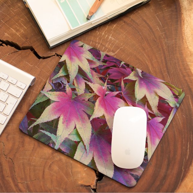 Colourful Japanese Maple Leaves Floral Mouse Pad (In Situ)