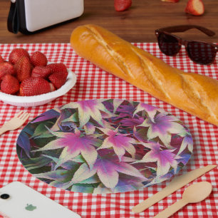 Colourful Japanese Maple Leaves Floral Paper Plate