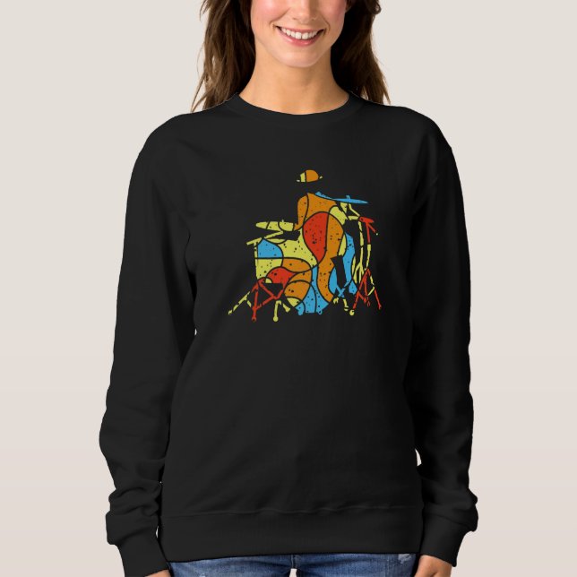 Colourful Jazz Drummer Modern Style Sweatshirt (Front)