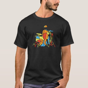 Colourful Jazz Drummer Modern Style T-Shirt