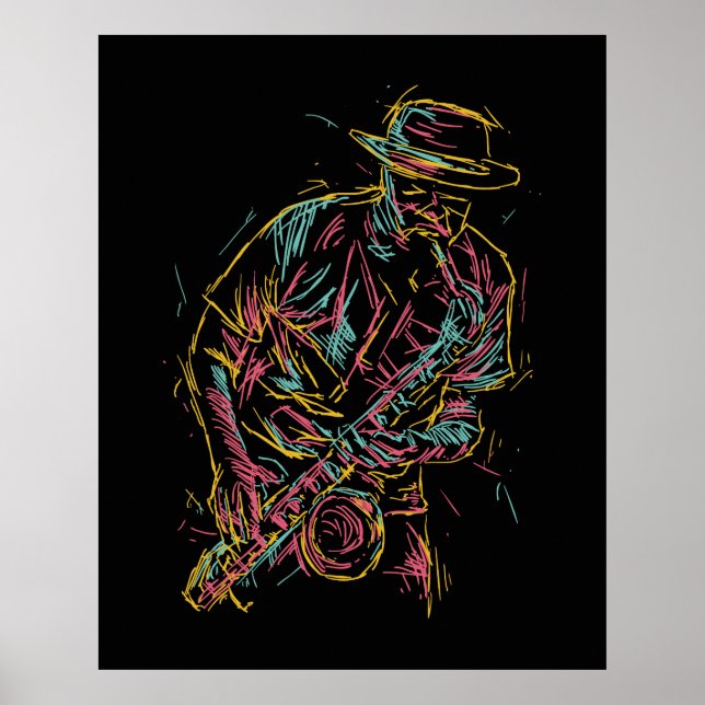 Colourful Jazz Player poster (Front)