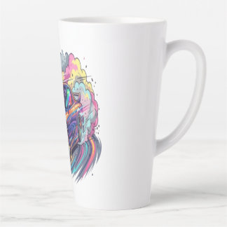 Colourful JDM Sports Car Drifting Neon Tire Smoke  Latte Mug
