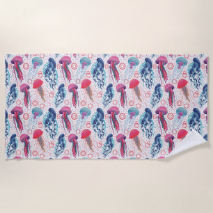 Colourful Jelly fishes Beach Towel