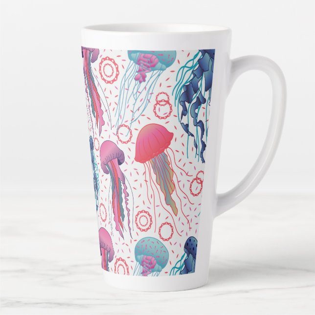Colourful Jelly fishes Latte Mug (Right)