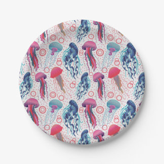 Colourful Jelly fishes Paper Plate