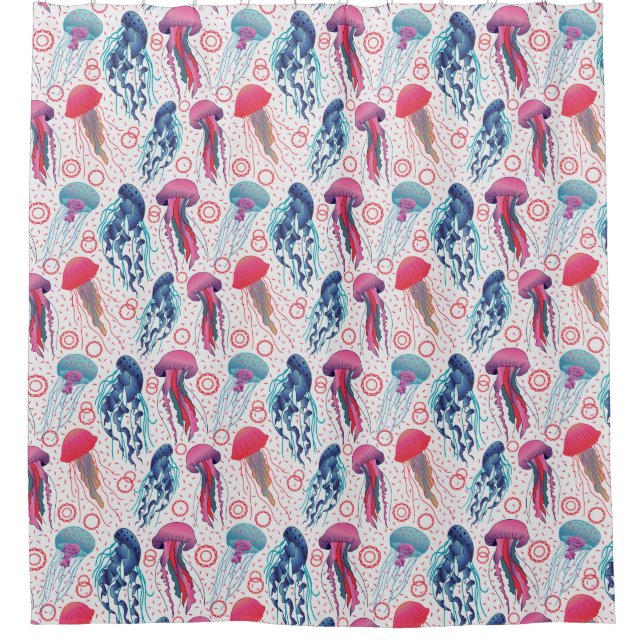 Colourful Jelly fishes Shower Curtain (Front)