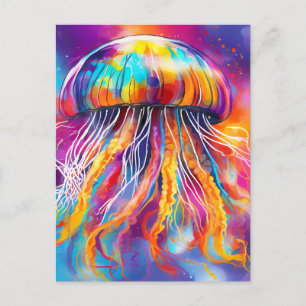 Colourful Jellyfish Art abstract Postcard