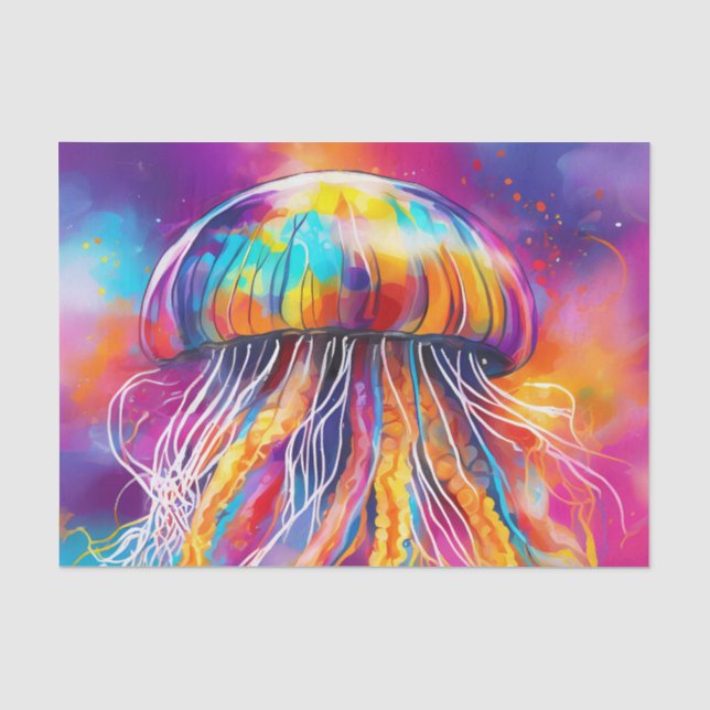 Colourful Jellyfish Art abstract Tissue Paper (Front)