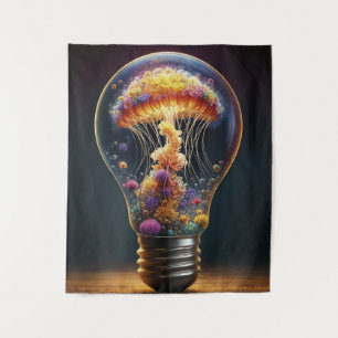 Colourful jellyfish lamp dreamlike ocean magic tapestry