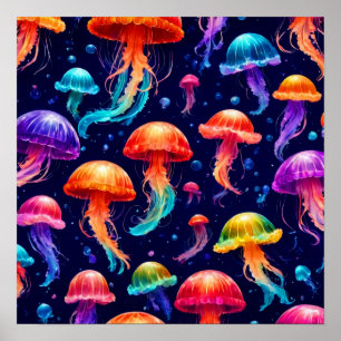 Colourful Jellyfish  Poster