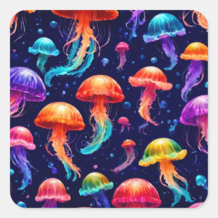 Colourful Jellyfish  Square Sticker