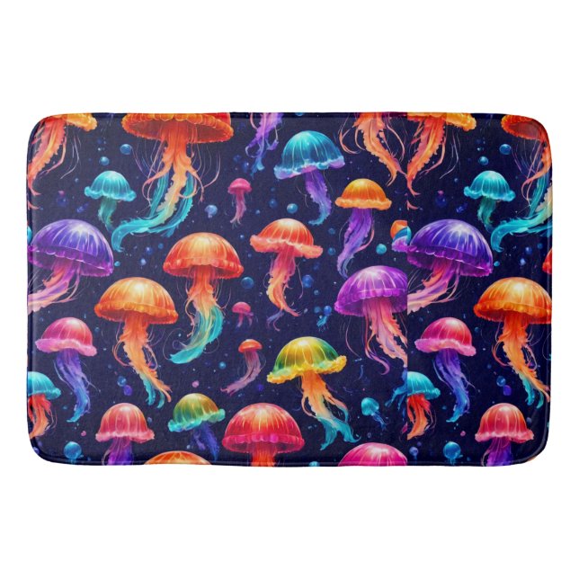 Colourful Jellyfish Table Bath Mat (Front)