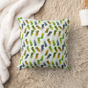 Colourful jellyfish watercolor ocean cushion
