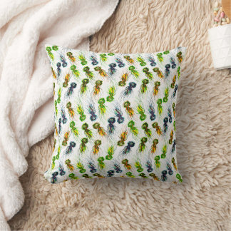 Colourful jellyfish watercolor ocean cushion