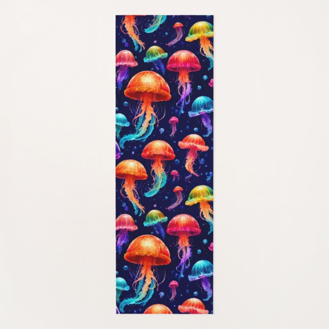 Colourful Jellyfish  Yoga Mat (Front)