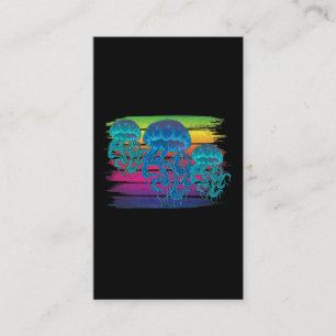 Colourful Jellyfishes Retro Sea Animal Scuba Divin Business Card