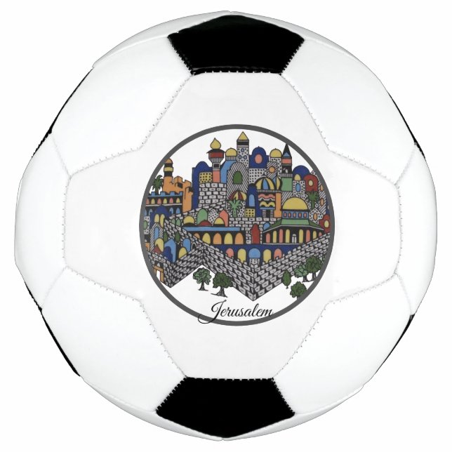Colourful Jerusalem Ceramic Soccer Ball (Front)