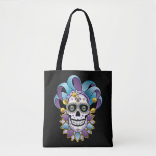 Colourful Jester Skull Tote Bag