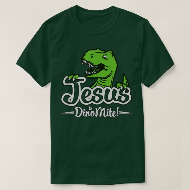Colourful Jesus is Dino Mite Kid's Youth Christian T-Shirt (Design Front)