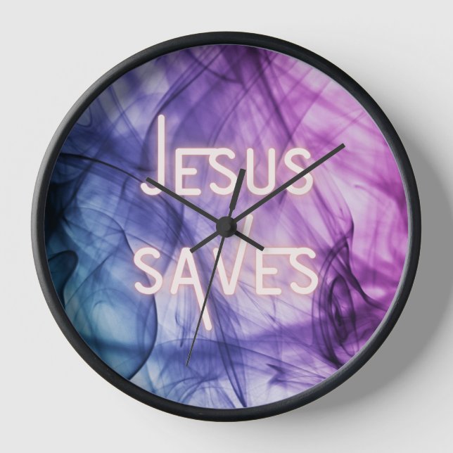 Colourful Jesus Saves Clock (Front)