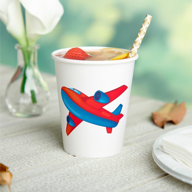 Colourful Jet Aeroplane Red and Blue Plane Paper Cups (Creator Uploaded)