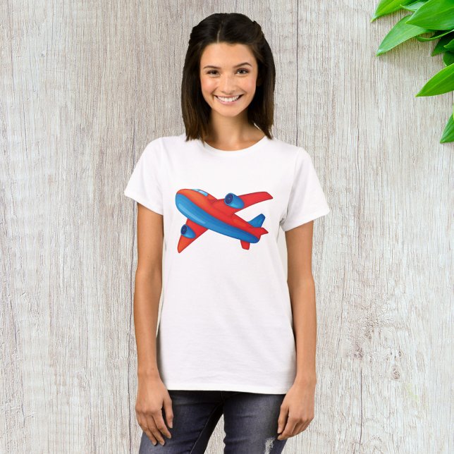 Colourful Jet Aeroplane Red and Blue Plane T-Shirt (Creator Uploaded)