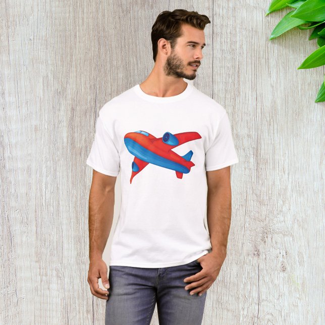 Colourful Jet Aeroplane Red and Blue Plane T-Shirt (Creator Uploaded)