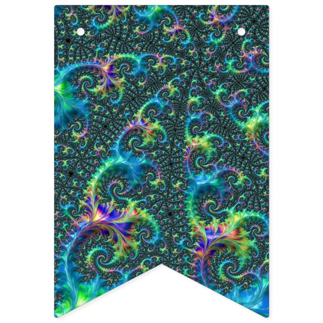 Colourful Jewel Tone Fractal Spiral Abstract Art Bunting (First Flag)