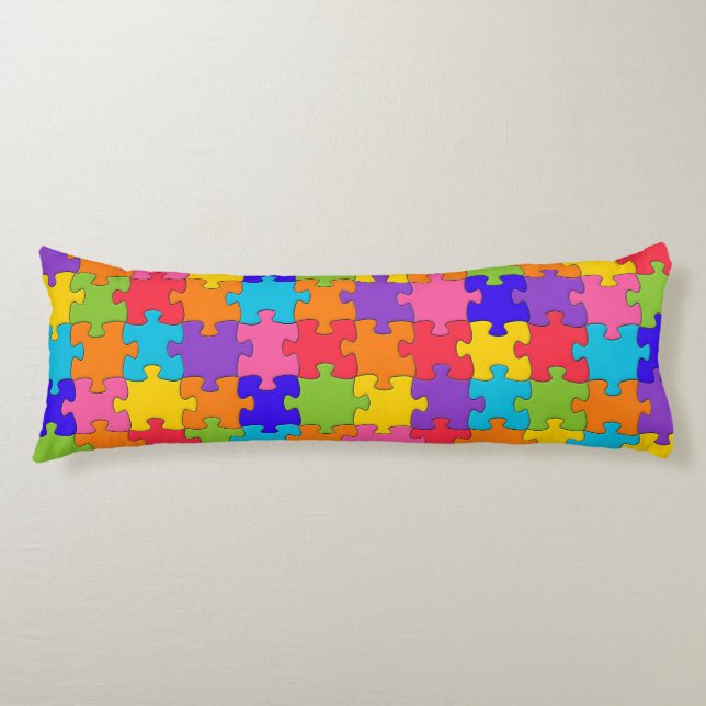 Colourful Jigsaw Puzzle Body Cushion (Front)