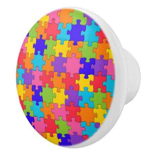 Colourful Jigsaw Puzzle Ceramic Knob