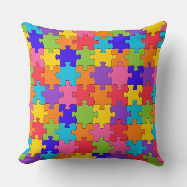 Colourful Jigsaw Puzzle Cushion (Front)