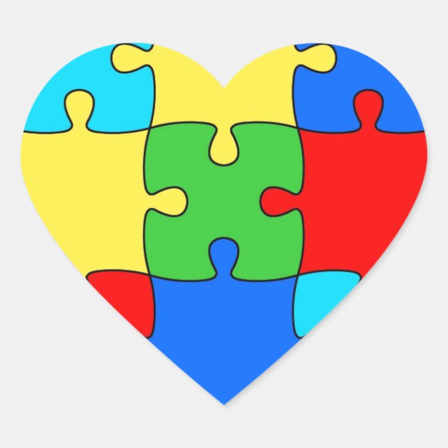 Colourful jigsaw puzzle pattern heart sticker (Front)