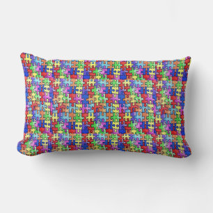 Colourful Jigsaw Puzzle Pattern Lumbar Cushion