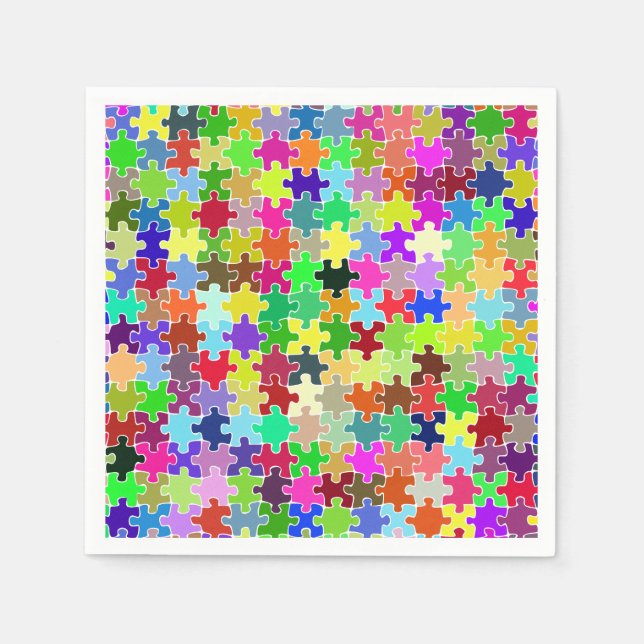 Colourful Jigsaw Puzzle Pattern Napkin (Front)