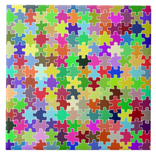 Colourful Jigsaw Puzzle Pattern Tile (Front)