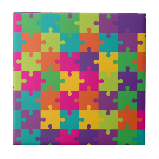 Colourful Jigsaw Puzzle Pattern Tile (Front)