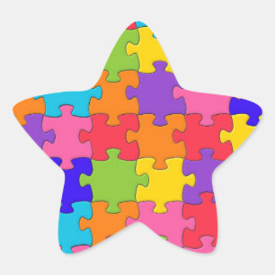 Colourful Jigsaw Puzzle Pieces Happy Puzzler Star Sticker
