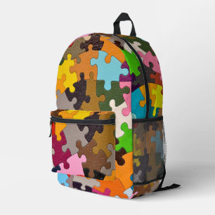 Colourful Jigsaw Puzzle Pieces Printed Backpack