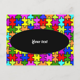 'Colourful jigsaw puzzle' postcard