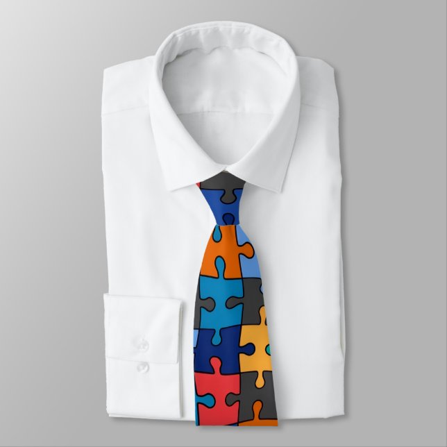 Colourful Jigsaw Puzzle Tie (Tied)