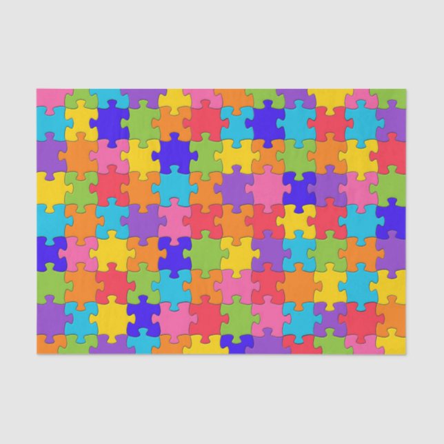 Colourful Jigsaw Puzzle Tissue Paper (Front)