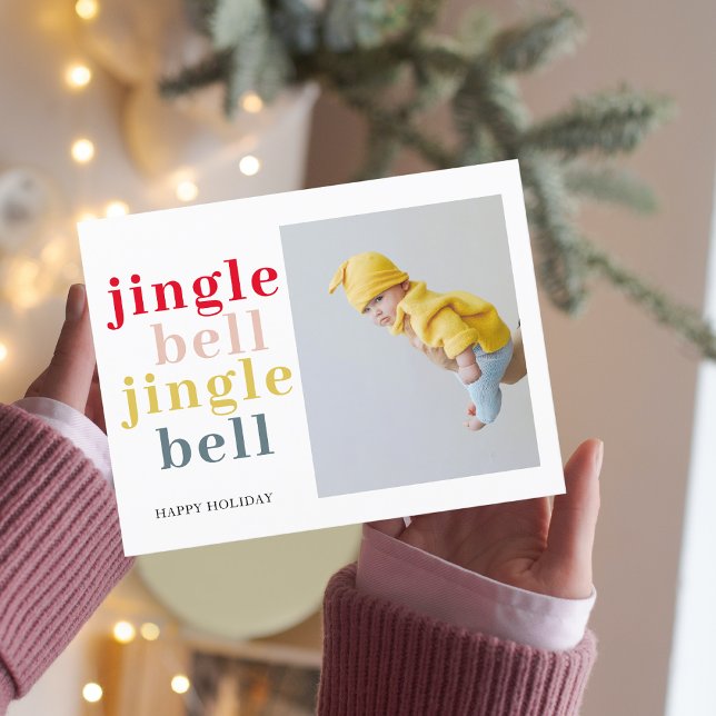Colourful Jingle Bell With Photo | Happy Holiday Postcard (Creator Uploaded)