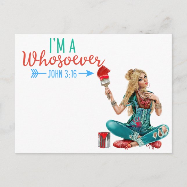 Colourful John 3:16 | Faith Postcard (Front)