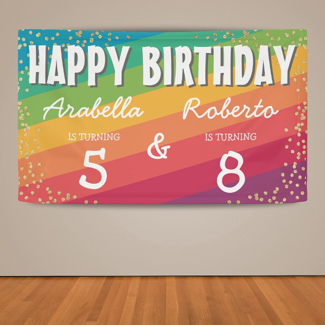 Colourful Joint Twin Birthday Party Banner (Creator Uploaded)