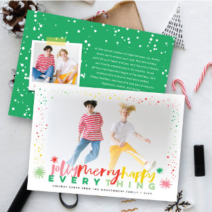 Colourful Jolly Merry Happy Everything Holiday Card