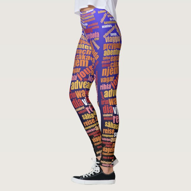 Colourful Journey in Many Languages Word Cloud Leggings (Left)
