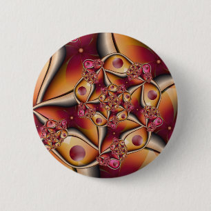 Colourful Joy Abstract Red Orange Fantasy Fractal 6 Cm Round Badge