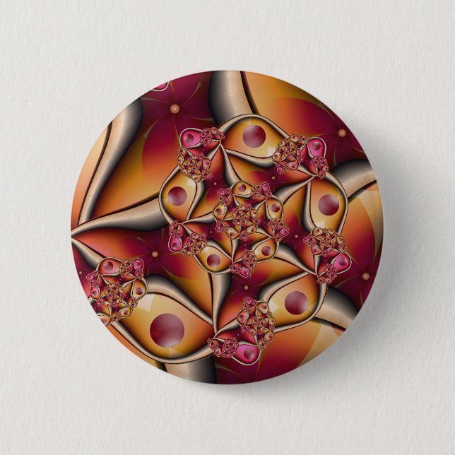 Colourful Joy Abstract Red Orange Fantasy Fractal 6 Cm Round Badge (Front)