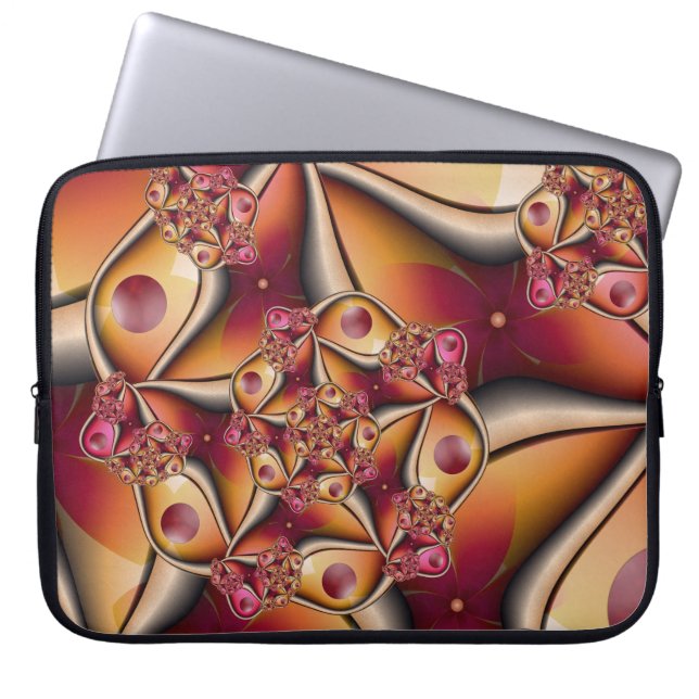 Colourful Joy Abstract Red Orange Fantasy Fractal Laptop Sleeve (Front)