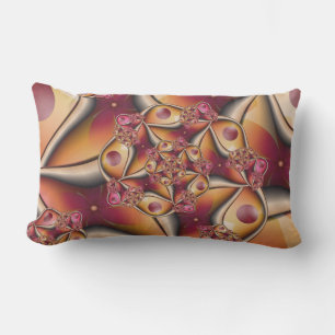 Colourful Joy Abstract Red Orange Fantasy Fractal Lumbar Cushion